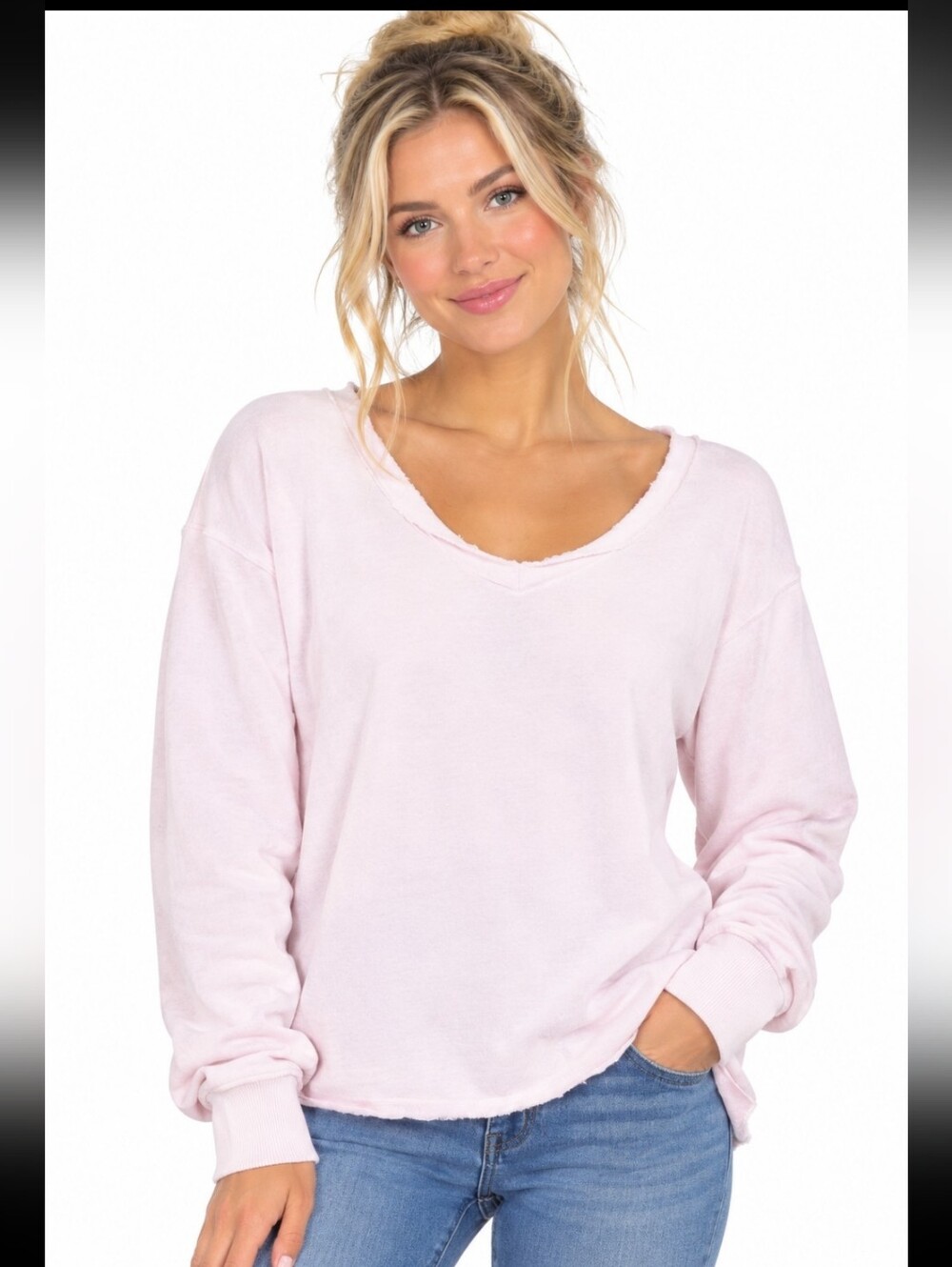 NwT Universal Thread Pink Distressed Lightweight Long-Sleeve Sweatshirt(Sz:L)